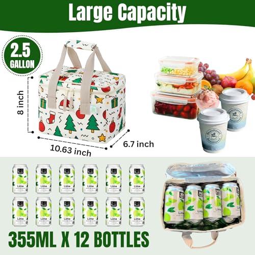 VENO 2 Pack Insulated Lunch Bags, 12 Can, Water-Resistant, Jingle Mix - color: Jingle Mix, size: 10.63"W x 8"H x 6.7"D - 2 Pack