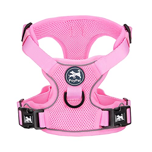 PoyPet Mesh Dog Harness, Reflective Breathable Puppy Vest for Small Dogs - color: Light Pink, size: S