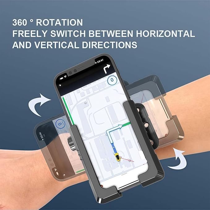 1-Pack Wrist Phone Holder, Adjustable Armband Strap, Secure Fit, Black
