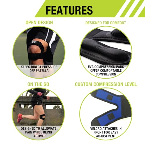 Pro-Tec X-Trac Dual Strap Knee Support, Quadriceps and Patellar Tendon Strap, Knee Brace, Compression Straps, Knee & Joint Support, Tendinitis, Chondromalacia, Adjustable, Easy to Use - size: Large
