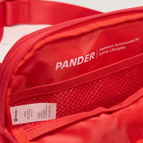 Pander Nylon Fanny Pack Belt Bag for Women with 5 Zipper Pockets, Red - color: Red