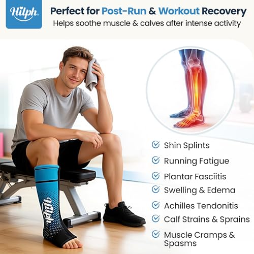 Hilph Full Calf & Foot Ice Pack Wrap for Running Recovery, Full Foot Ice Pack Gel Sock for Hot & Cold Therapy