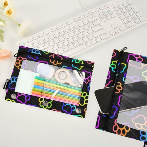 Paw Pencil Pouches for 3 Ring Binder 2 Pack - color: Paw