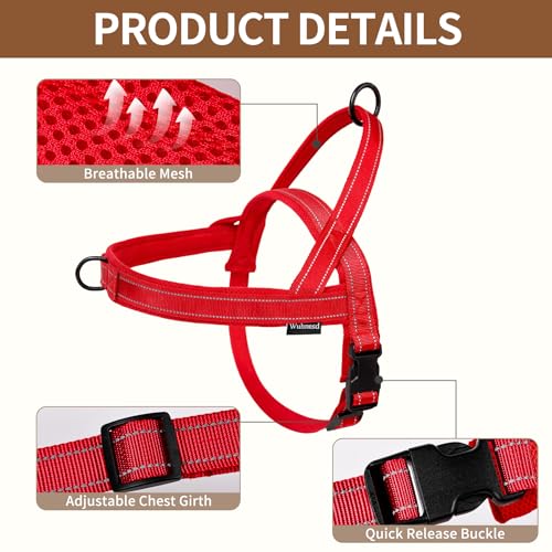 No Pull Dog Harness and 5FT Leash Set with Car Seatbelt Clip,Red, S - color: Reflective-Red, size: S:Belly Chest-19.2''-23.4''