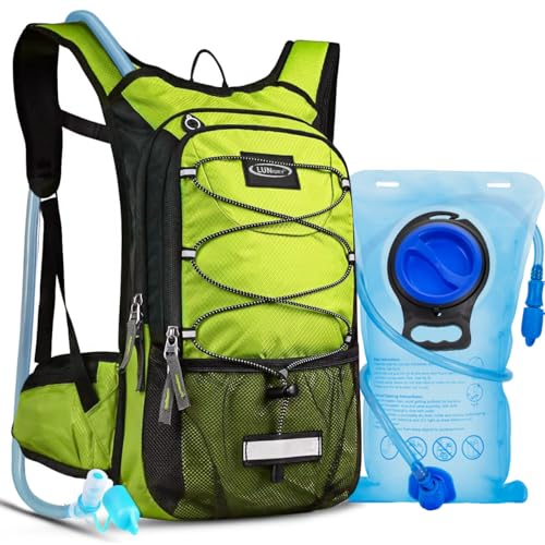 Hydration Backpack with 3L Water Bladder, Small Hydration Pack Backpack for Men Women, Lightweight Water Backpack with Cooler Layer for Running, Biking, Hiking - color: Green