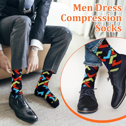 Shyyween 12 Pairs Men Knee High Compression Socks - size: XX-Large, style: Colorful Funky