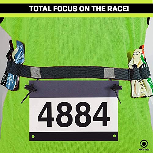 Triathlon Race Belt for Runners Number Holder, Black, 2 Pieces - color: 2 x Race Belt - Black