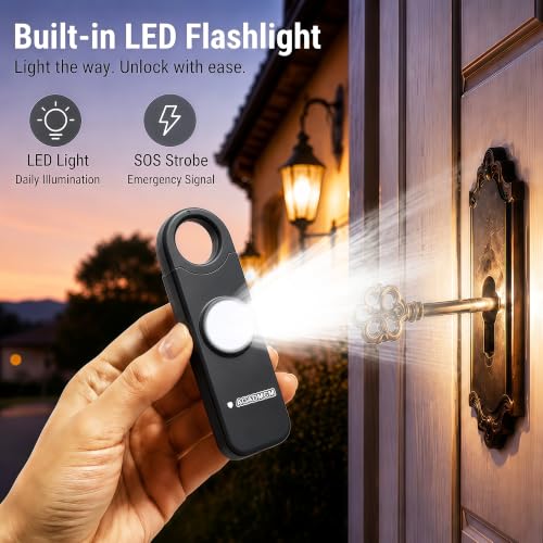 Rechargeable Personal Safety Alarm for Women - color: Charcoal Black