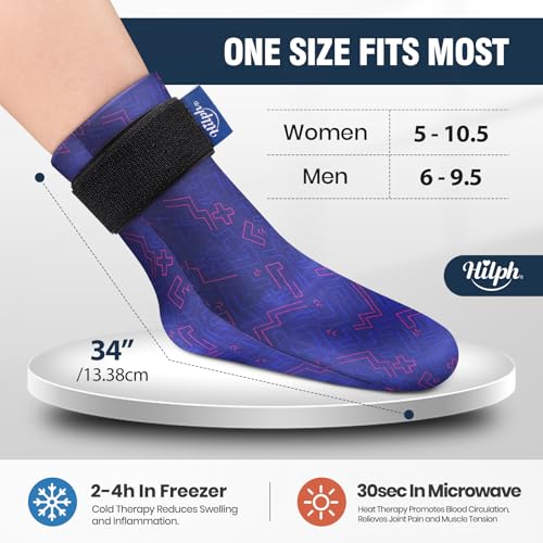Hilph Ice Pack Socks for Full Foot Pain Relief 2Pcs, Hot Cold Therapy Socks - style: Blue