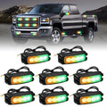 XRIDONSEN 8PCS Sync Truck Grill Lights 32 LED Green Amber Strobe Lights - color: Amber/Green