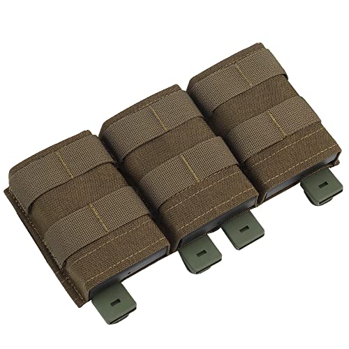 Triple Molle Mag Pouch 5.56 Tactical Open Top Magazine Holder Carrier with Quick Release Magazine Pouch Insert - color: RG
