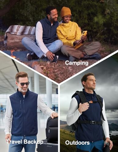 fit space Men's Lightweight Vest Softshell Sleeveless Windproof Jacket with Zipper Pocket Cycling Travel Hiking Running Golf - color: Navy, size: X-Large