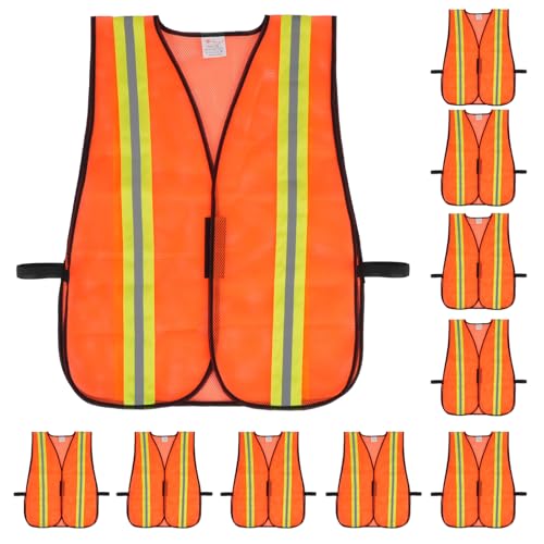 zojo High Visiblity Reflective Mesh Safety Vest Bulk 10 Pack - color: 10pcs-fluorescent Orange