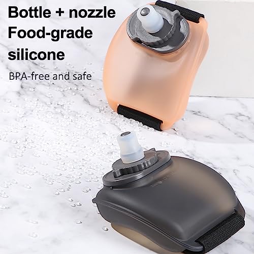 2PCS Wrist Water Bottle, Wearable HandsFree Silicone 7 Oz Running Water Bottle, Sports Portable Fitness Cycling Marathon Rock Climbing Cycling Sports Cup (black) - color: Semi transparent black