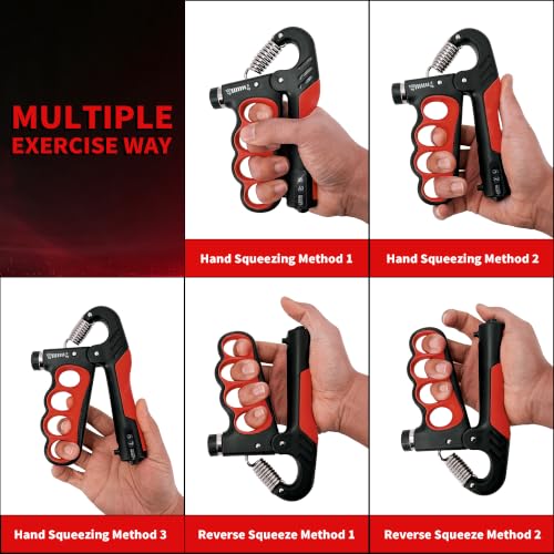 Senston Grip Strength Trainer 2 Pack, Adjustable 11-220lbs with Counter - color: Red