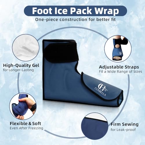 Ankle Ice Pack Wrap for Swelling & Pain Relief, Navy Blue - color: Navy Blue, size: Large