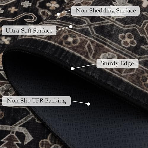Ruaruarug Hallway Washable Runner Rug 2×6, Ultra Soft, Black Gold - color: Black Gold, size: 2' x 6' (Rectangular)