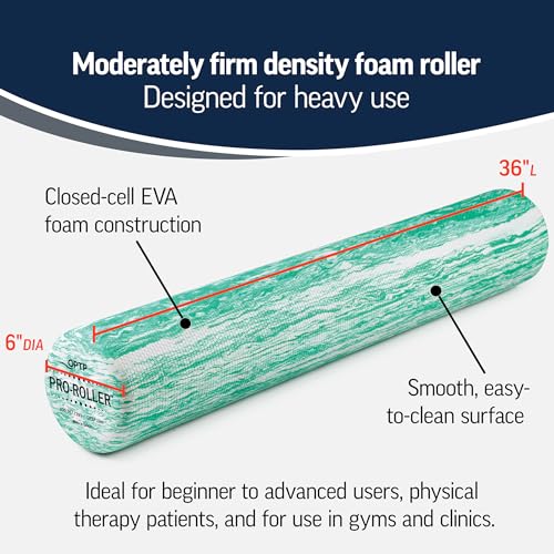 OPTP PRO-ROLLER Standard Density Foam Roller – Round, Green, 36" x 6" - style: Green, 36" x 6", Standard Density