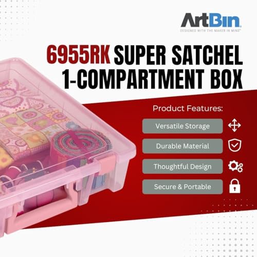 ArtBin Super Satchel 1-Compartment Craft Storage Box, Aqua - color: Blush