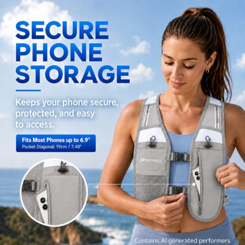 Running Vest for Women Men with 500ml Water Bottle |Adjustable Hydration Vest with Water Bladder |Reflective |Lightweight |Muti-Pockets - color: Grey(17oz Water Bottle)