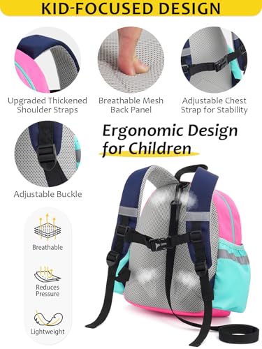 Toddler Backpack with Leash for Boys Girls Kids Kindergarten Nursery, 11” Baby Leash Backpack with Reflective, Toddler Bookbag with Anti-Lost Harness for Walking, Light Pink - color: 1-light Pink