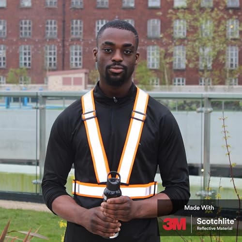Salzmann Adults Reflective Cross Belt | Hi Vis Adjustable Safety Harness - color: Orange (Adult)