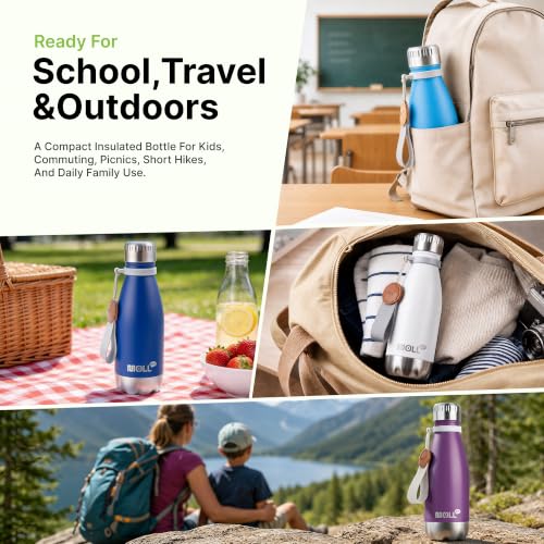 9 oz Small Stainless Steel Insulated Water Bottle for School,White - color: White, size: 9 Ounces