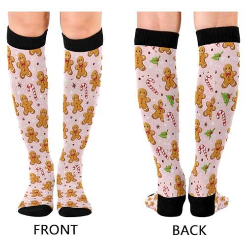 Wusikd Heartbeat Symbol Compression Socks for Women and Men Circulation Black Long Socks for Athletic Running 1 - color: Christmas Gingerbread