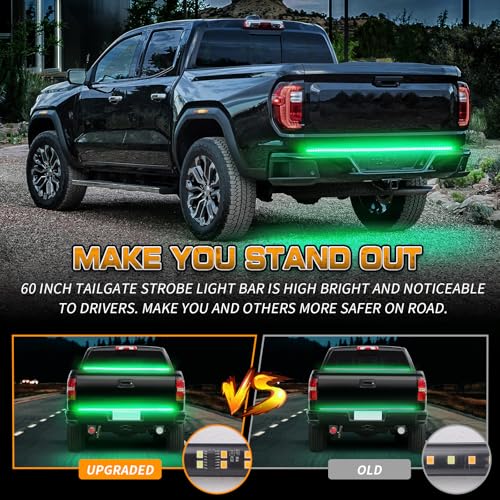 XRIDONSEN 60 inch Tailgate Lights Strip Green Strobe Lights - color: Green