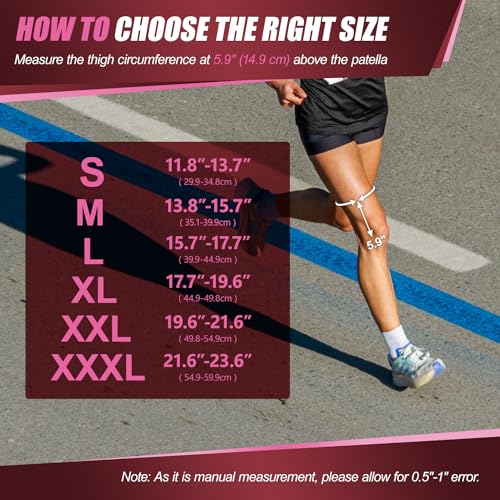 1 Pack Knee Brace for Women, Compression Sleeve with Strap (L Pink) - color: Pink, size: Large