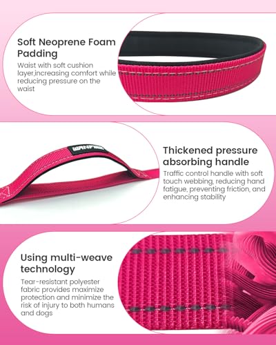Hands Free Dog Leash, Multifunctional Crossbody Dog Leash - color: RoseRed, size: Large-5.9-9.5ft