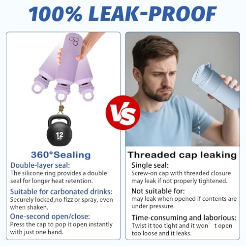 20 oz Insulated Water Bottle: Twist-Free Vacuum Stainless Steel thermal flask with Threadless Lockable Lid - Sweat-Proof & 36Hr Ice Retention - Anti-Scratch Coating & Leak Proof for Travel Gym Hiking - color: Lilac