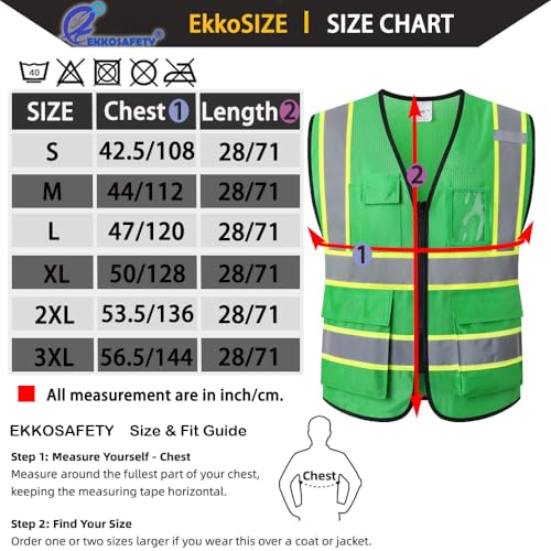 Hi Vis Reflective Safety Vest for Men Women,EK175,Green,L - color: Green, size: Large