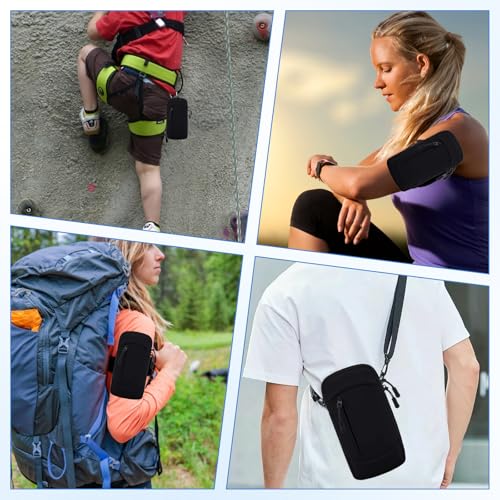 Cell Phone Holder with Arm Band, 2-in-1 Crossbody Bag for Running Walking - color: Black