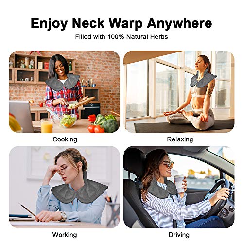 MORLIDEN Microwavable Neck Wrap Warmer&Shoulder Weighted Hot Cold Compress - color: Dark Gray, size: 1 Count (Pack of 1)