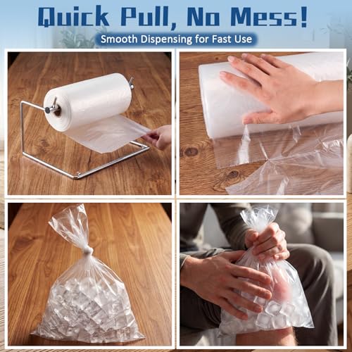 Fulmoon Ice Bag Bulk with Metal Dispenser, 2 Pack-Total 1000 Pcs 9.5" x 18" Ice Bag for Injuries with Durable Metal Rack, Tear-Resistant & Leak-Proof, Quick Cooling Solution for Sports, Home & Gym