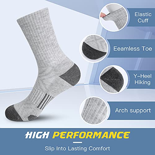Felicigeely Athletic Crew Socks Cushioned Breathable for Men & Women 6 Pack - color: Grey, size: 6-9