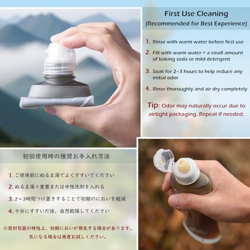 TRIWONDER Water Bottles TPU Soft Flasks Collapsible Running Flasks for Hydration Pack Backpack Hiking Cycling (170ml/5.75oz) - color: Grey 170ml/5.75oz (For gel only)