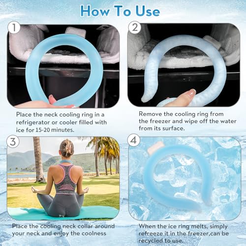 2 Pack Neck Cooling Tube with Insulated Cooling Bag, Reusable PCM Ice Ring - color: Blue*2