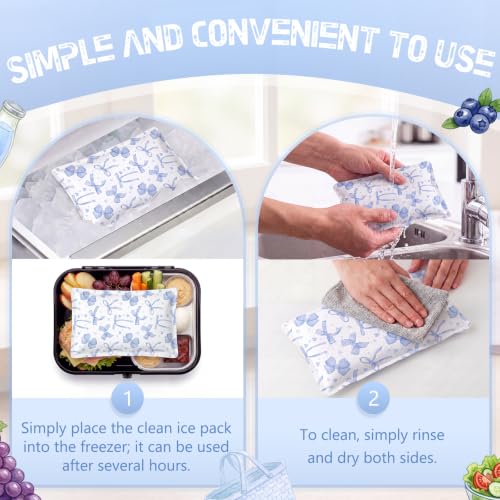 VIHOSE 2 Pcs Ice Packs for Lunch Box Bag - color: Blue, style: Bow