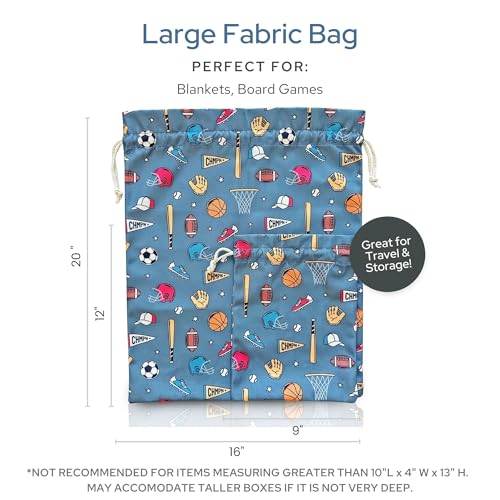Gather & Knot Drawstring Gift Bags | 20" Large 12" Small | Premium Canvas | Reusable Fabric Wrap for Boy Birthday | Baseball Football Socccer | Sports - color: Sports