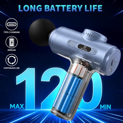 Massage Gun Deep Tissue, Handheld Neck Massager, Portable - 6 Adjustable Vibration Levels, Electric Back Massagers for Athletes, Home & Gym, Mothers Day Gifts (Blue) - color: Blue