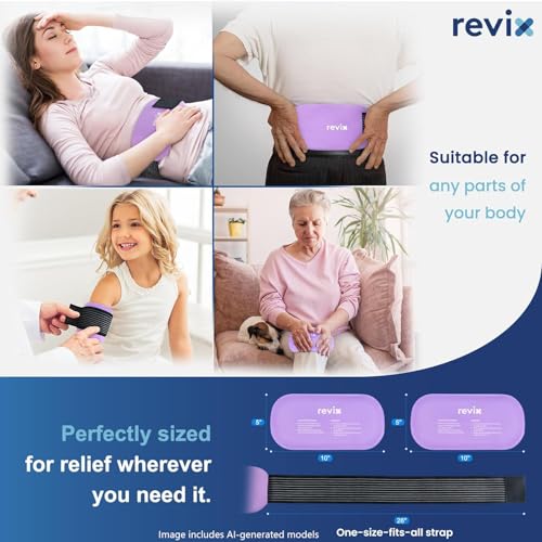 REVIX 2-Pack Gel Ice Packs Reusable, Hot Cold Gel Packs with Straps - color: Purple, size: Medium 10 x 5 Inch