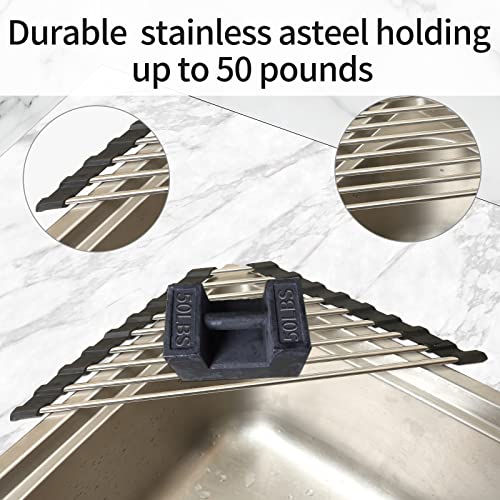 Ahyuan Roll up Dish Drying Rack Over The Sink Kitchen Roll up Sink Drying Rack Portable Dish Drainer Foldable Dish Drying Rack (Black, Triangle 16.3''X9.4'') - color: Black, size: Triangle 16.3 inches x 9.4 inches