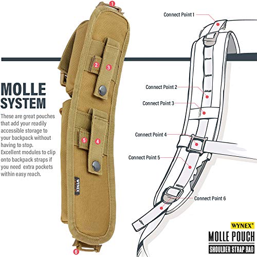 WYNEX Tactical Molle Accessory Pouch, Backpack Shoulder Strap Bag Shoulder Tape Additional Bag Multifunctional Hunting Tools Pouch - color: Khaki (upgraded) - 2 Packs