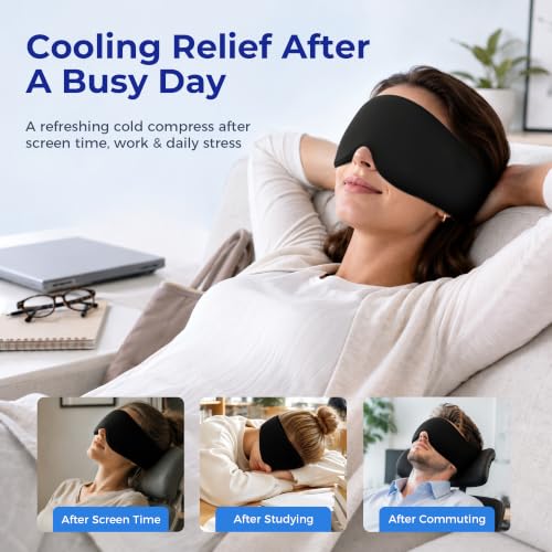 Cooling Gel Eye Mask for Puffy Eyes & Eye Bags, Cold Compress - color: Black