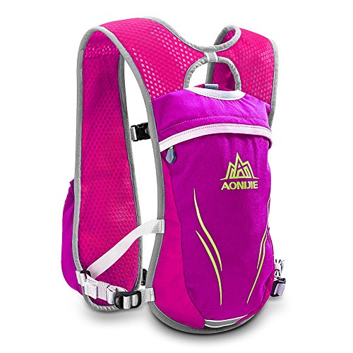 AONIJIE Running Vest Hydration Backpack 5L Unisex Trail Water Lightweight - color: Red and No Water Bladder