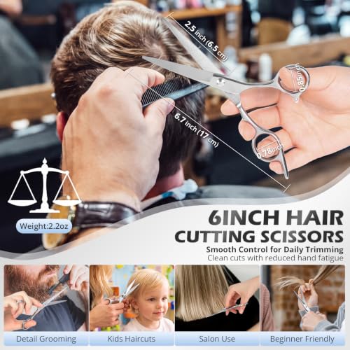 21Pcs 440C Hair Cutting Scissors Kit, Hair Scissors & Thinning Scissors Set - color: Silver