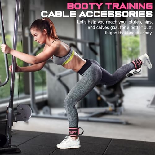 Ankle Straps for Cable Machines, Leg Straps for Glute Kick Back Accessories - color: Black Pink