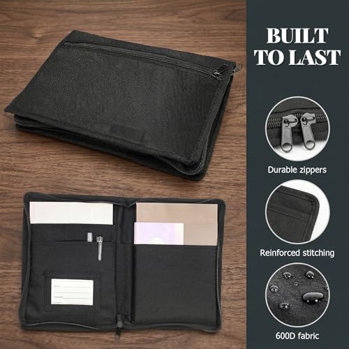 Car Registration Insurance Holder, Soft Zippered Auto Document Holder Glove Box Compartment Organizer, Multipurpose Oxford Cloth Car Storage Pouch for Licenses Cards Pens